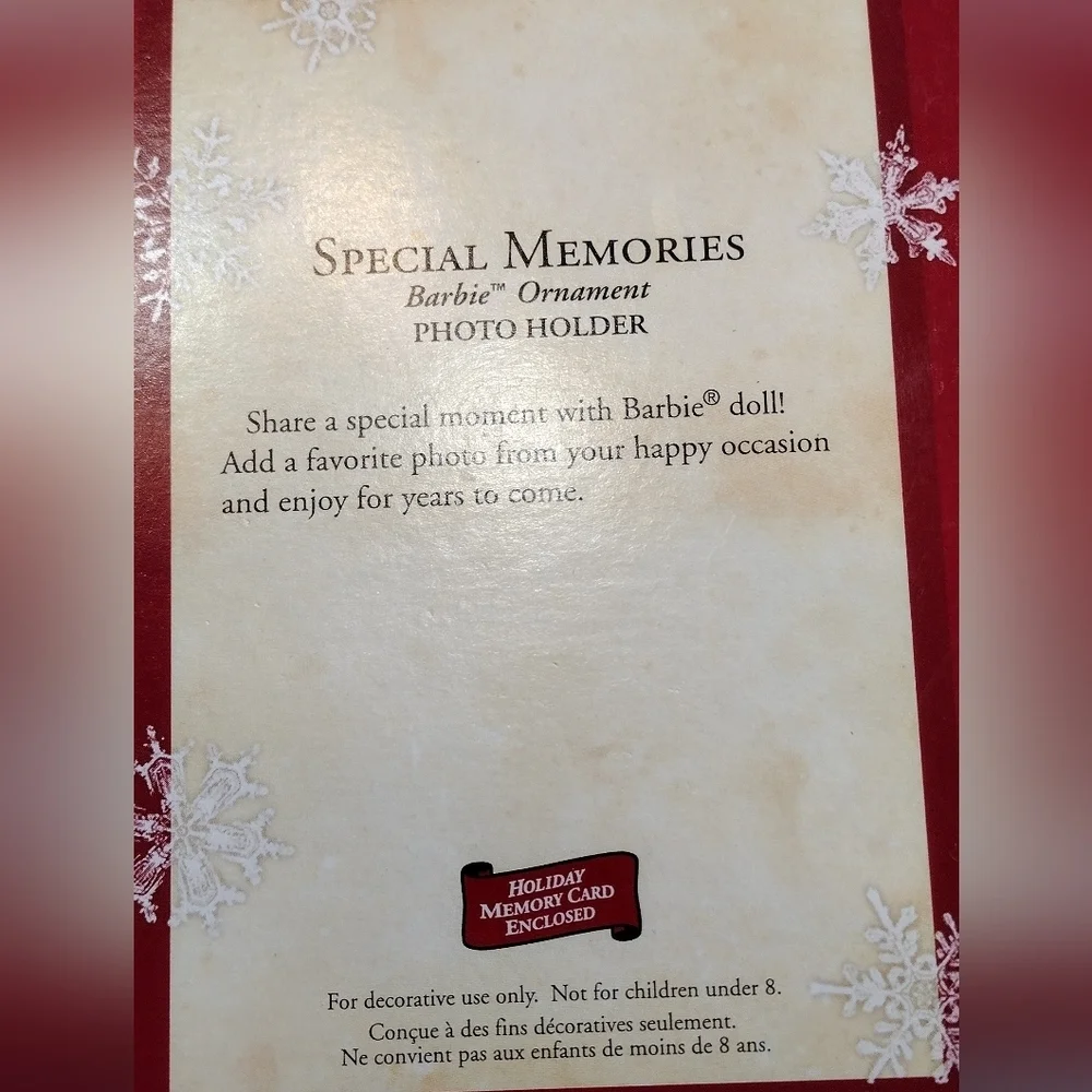 Hallmark Precious Memories Barbie Ornament Photo Holder 2003